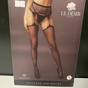 Le Désir Black Suspender Rhinestone Pantyhose