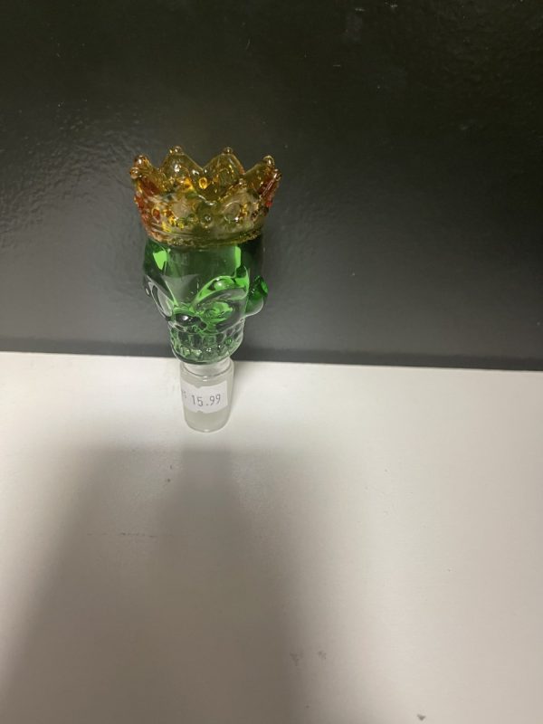 19MM - 3.5" SKULL WITH CROWN BOWL GREEN